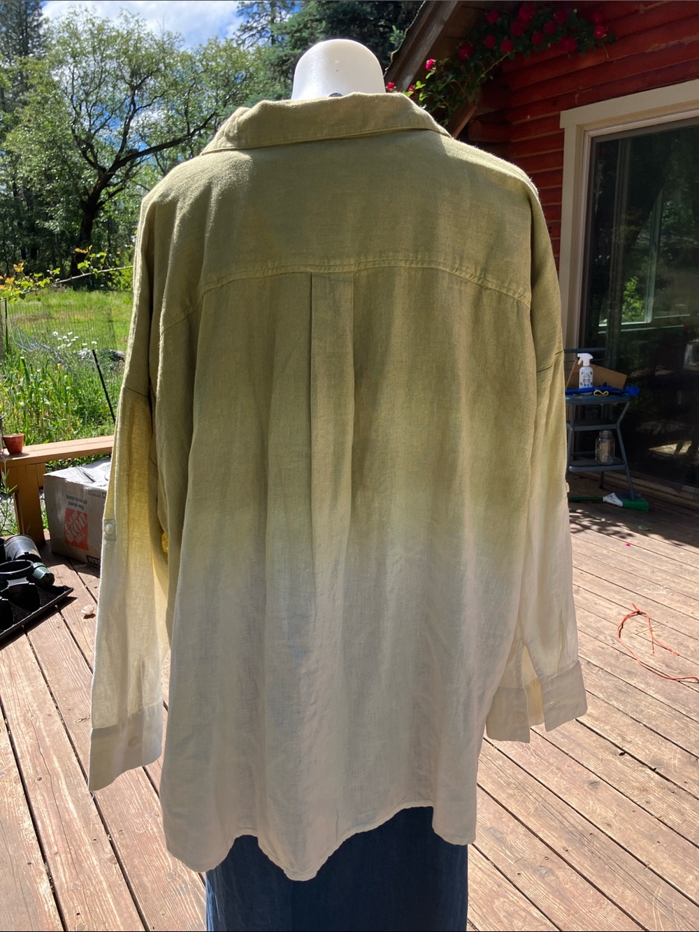 Jason Wu 3X linen flax dyed button front shirt NWT - Picture 4 of 8